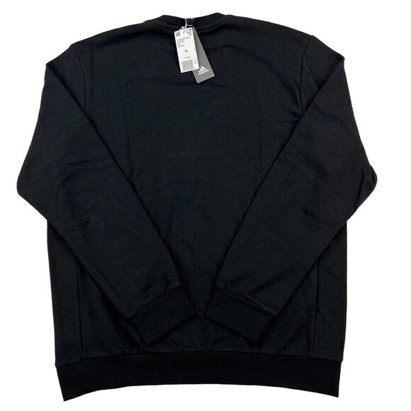 New Adidas Men US XL Black Sweatshirt Crew Neck Pullover Casual Long Sleeve Logo - Picture 2 of 9